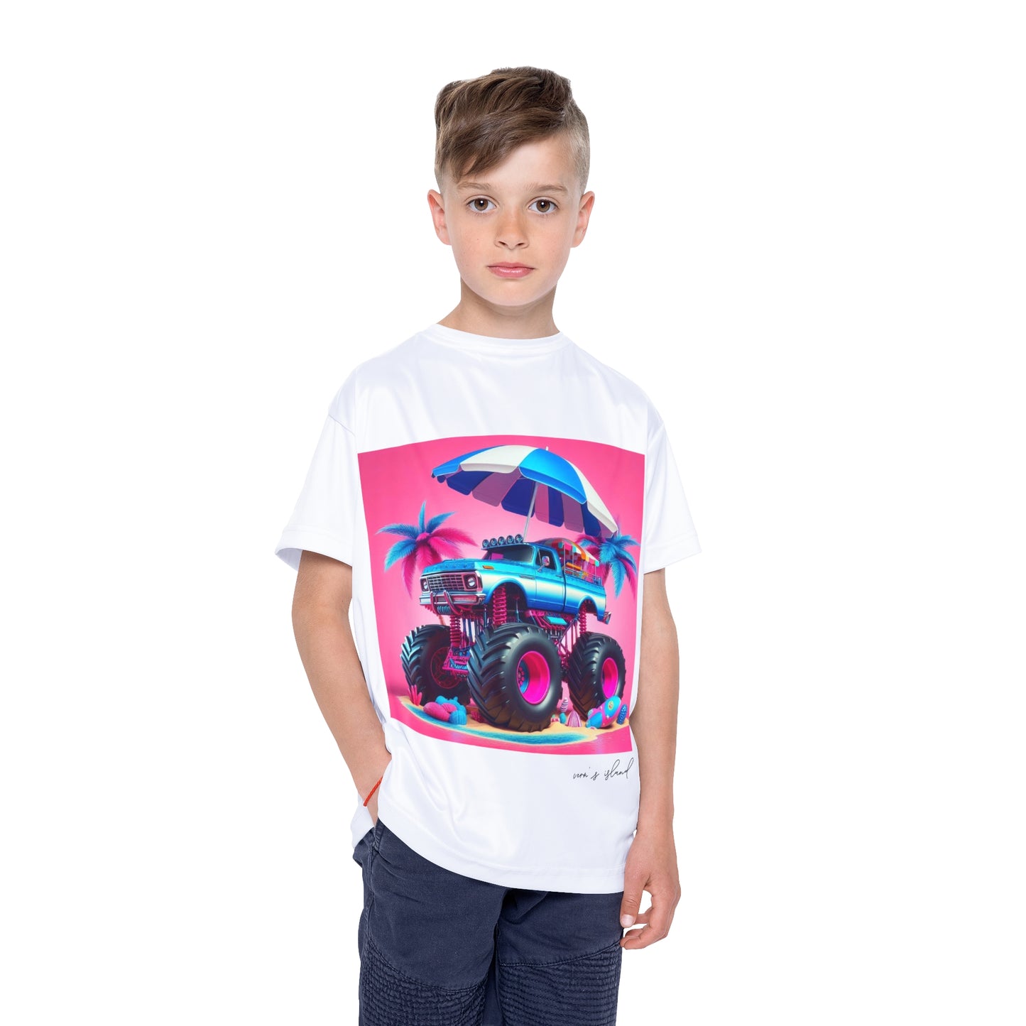 Kids Beach Monster Truck Sports/Swim Shirt