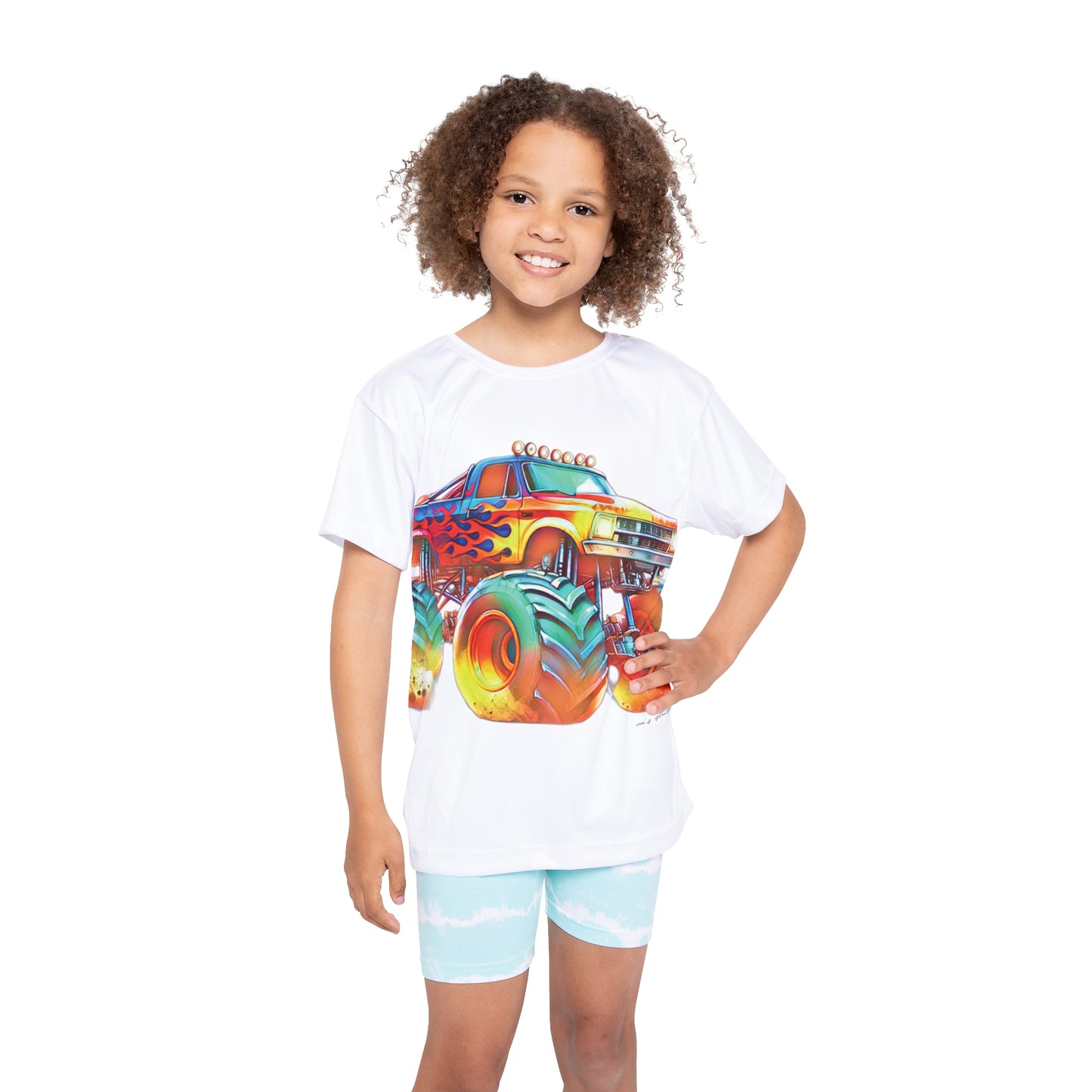 Kids Color Splash Monster Truck Swim/Sports Shirt