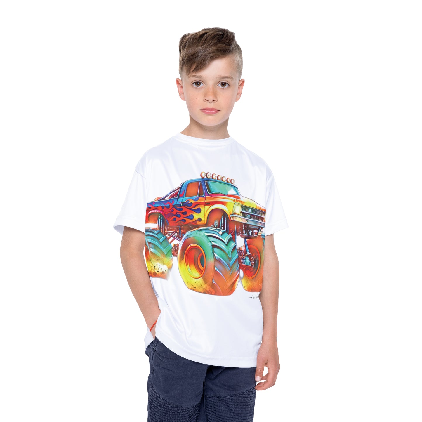 Kids Color Splash Monster Truck Swim/Sports Shirt