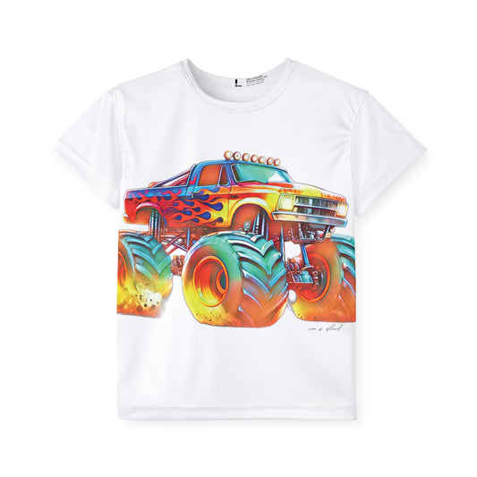 Kids Color Splash Monster Truck Swim/Sports Shirt