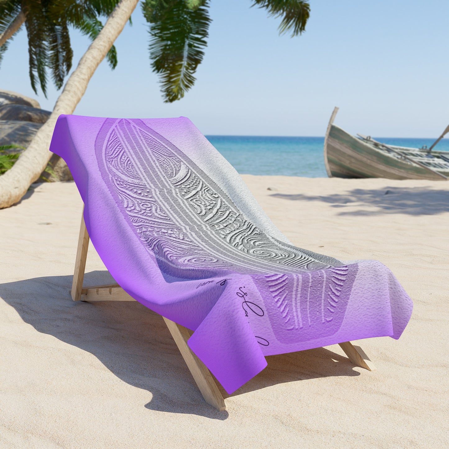 Surf Fantasy Beach Towel Bright Purple